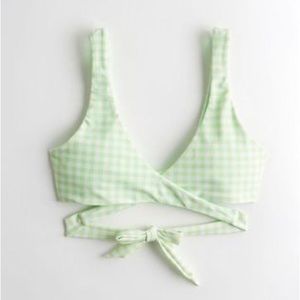 Hollister green gingham reversible bikini top